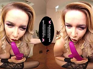 nikky dream blonde milf masturbates solo in heels with shaved pussy toys