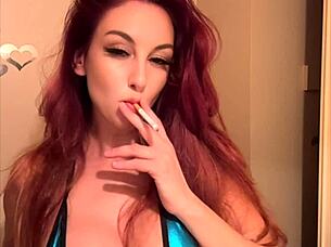 ITALIAN MILF ARTEMISIA SMOKES IN TINY BIKINI BIG TITS