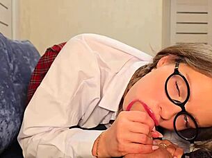 uh a cute student skirt lifts for professor's monster cock anal creampie test