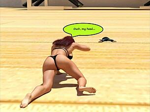 giantess towers in size change comic dominating with huge tits