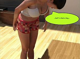 giantess towers in size change comic dominating with huge tits