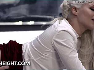 Elsa Jean Loses Control Riding Old Prof's Cock!
