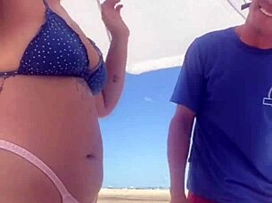 quase transamos flashing big african cock pussy on crowded beach