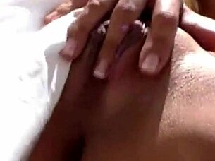 hottest blonde milf fucks deep banana dildo outdoors