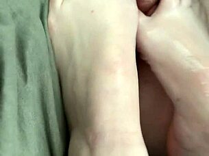 Enjoy my barefoot foot cum after your long day