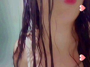 wet horny student showers while fingering her natural tits