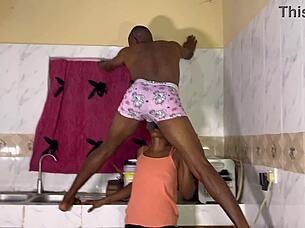 Pretty Latina babe's hot kitchen sex romp