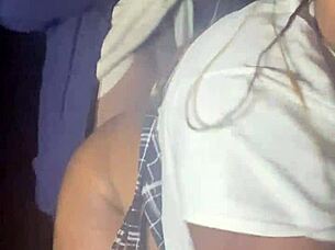 Sexy BBW sucks dick and fucks in dark forest