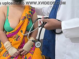 doctor squeezes her soft boobs during checkup