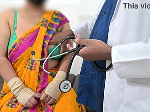 doctor squeezes her soft boobs during checkup
