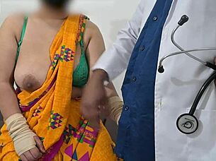 doctor squeezes her soft boobs during checkup