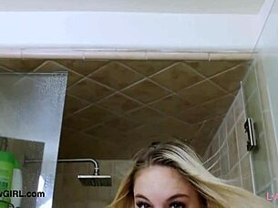 Blonde Petite Teen Takes Radiant Steamy Shower Alone
