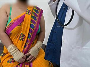 doctor squeezes her soft boobs during checkup