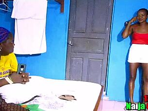 African Ebony Lures Friend into Dildo Orgasm Lesbian Play