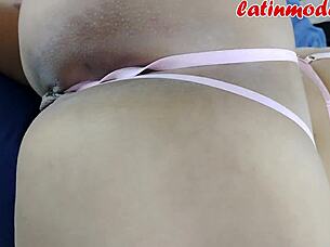 curvy milf deepthroats photog's cock in pink lingerie