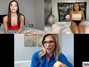 mom catches me fingering pussy on webcam and joins in