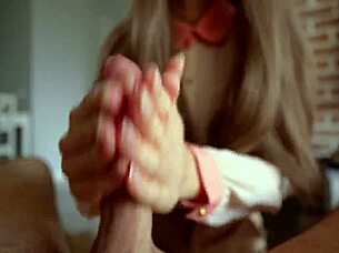 stepmom catches stepson jerking and makes him cum fast on her ass