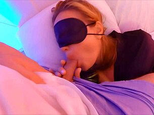 stepmom sucks stepsons cock swallows sperm on sofa