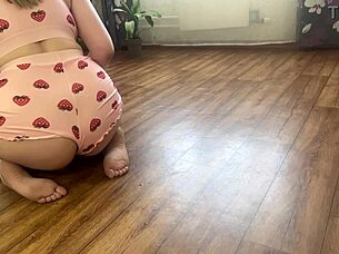 Spying huge tits babe cleaning then hard doggystyle bendover