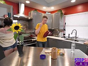 Perky stepsis Jade Valentine throats and rides stepbro's dick