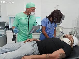 nurse ryan reid gags on muscular patient's cock