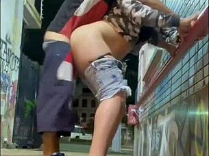 Crossdressing fetishes explode in public street fuck