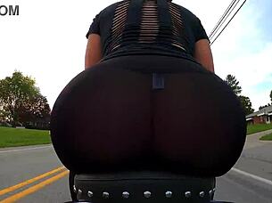 Big ass biker wife flashes curves on motorcycle gopro pt 4