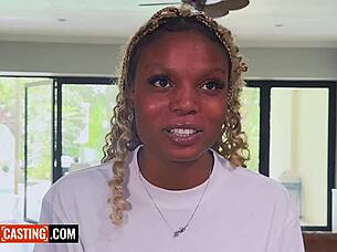 Submissive ebony teen gets pounded hard in fake casting interview