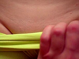 rubbing puffy wet pussy through soaked tight leggings