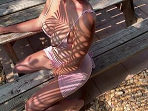 italian milf artemisia love flashes juicy natural tits outdoors 😍