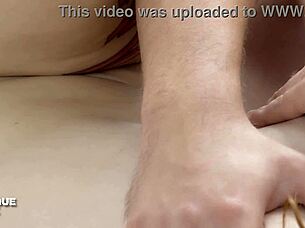 Foxy Sanie wakes him for sloppy morning blowjob ride