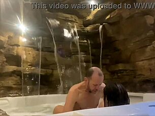 Wife Rides Huge Cock Wild in Honeymoon Motel Pool
