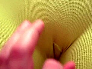 rubbing puffy wet pussy through soaked tight leggings