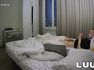 luuv kareflor catches boyfriend stroking in bedroom secretly