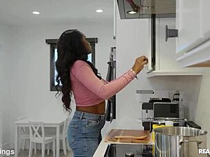 spoiling dinner with kitchen cowgirl pov riding action