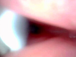 endoscope catches huge cock exploding cum deep inside close up view