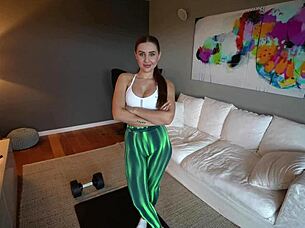 stepbrother catches me masturbating during sports turns into creampie pov