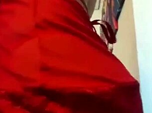 Red panties tease anal ass play 😏🍑
