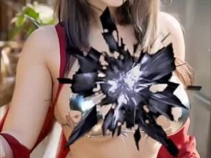 Hey warrior, your bikini's ripping off!