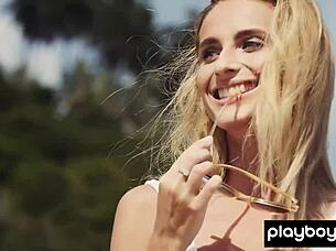 smoking hot ukrainian blonde cara mell poses nude on beach