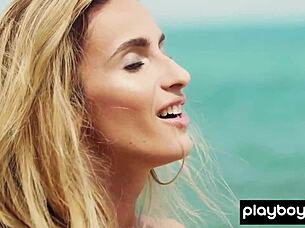 smoking hot ukrainian blonde cara mell poses nude on beach