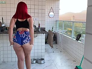 hired this latina maid's shorts ass fetish made me lose control