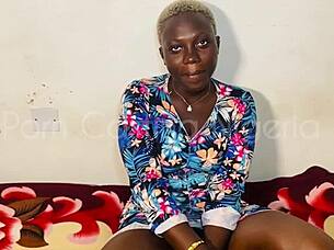 casting sexy ebony babe with big shaved ass and pussy
