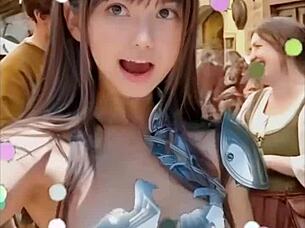 Hey warrior, your bikini's ripping off!