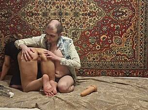russian homemade couple's anal dildo ass play looks so intense