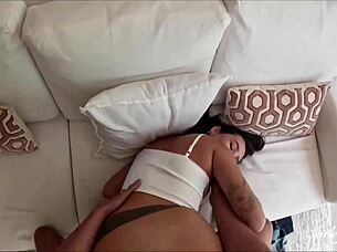 Busty babe tight pussy trades homemade hardcore car sex