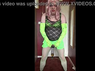 Shy Crossdressing Sissy Begs to Swallow Piss Load