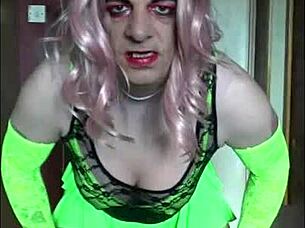 Shy Crossdressing Sissy Begs to Swallow Piss Load