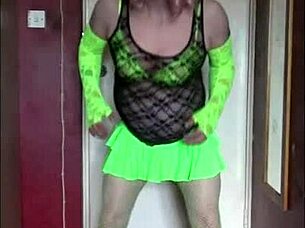 Shy Crossdressing Sissy Begs to Swallow Piss Load