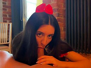 Snow White Sneaks Forbidden Gnome Fuck in Heels on Halloween Night